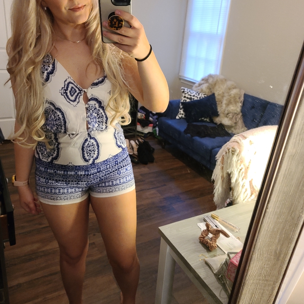 Adorable Blue & White Romper